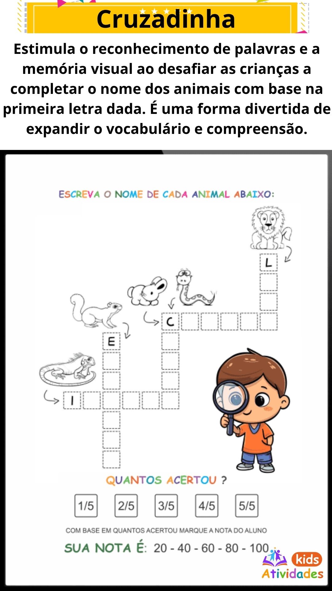 Atividades Kids PORTUGUÊS 03 - Cruzadinha (AECS)