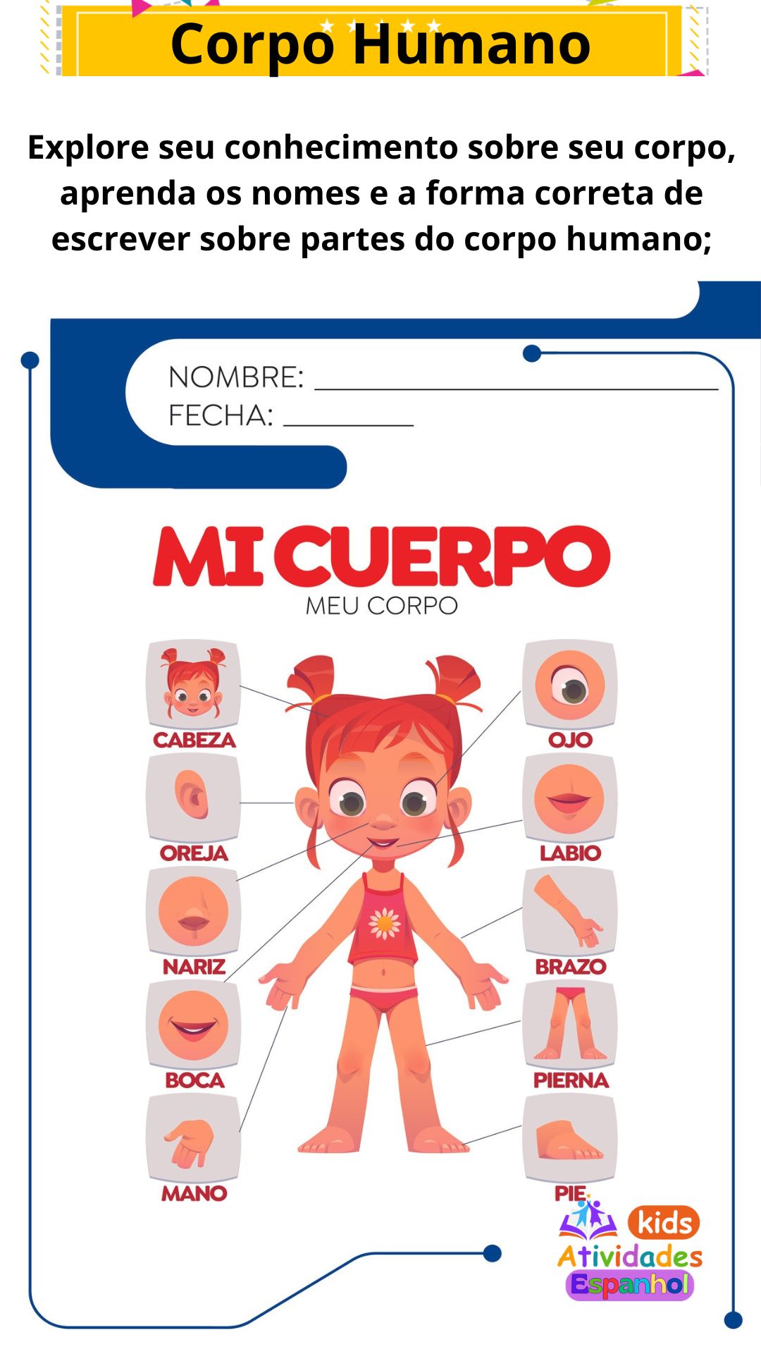 Kids Atividades ESPANHOL 04 - Corpo humano (AECS)