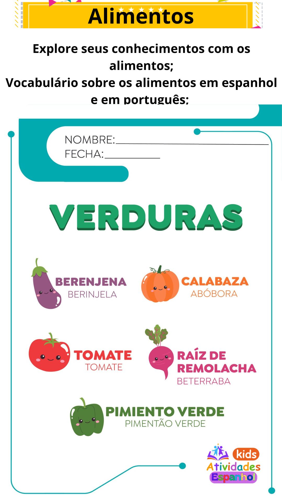 Kids Atividades ESPANHOL 05 - Alimentos (AECS)