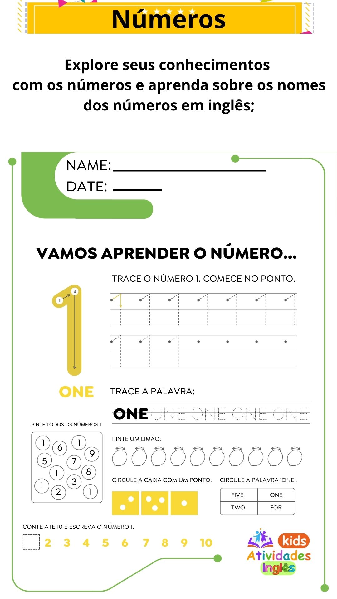 Kids Atividades INGLÊS 04 - Números (AECS)